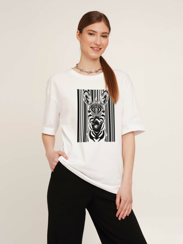 Футболка з принтом жіноча LAWA CTM P-WB02308 Zebra XS Білий shop (2000989893721)  Фото №0