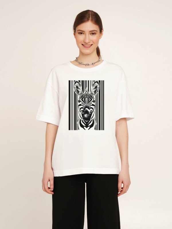 Футболка з принтом жіноча LAWA CTM P-WB02308 Zebra XS Білий shop (2000989893721)  Фото №1
