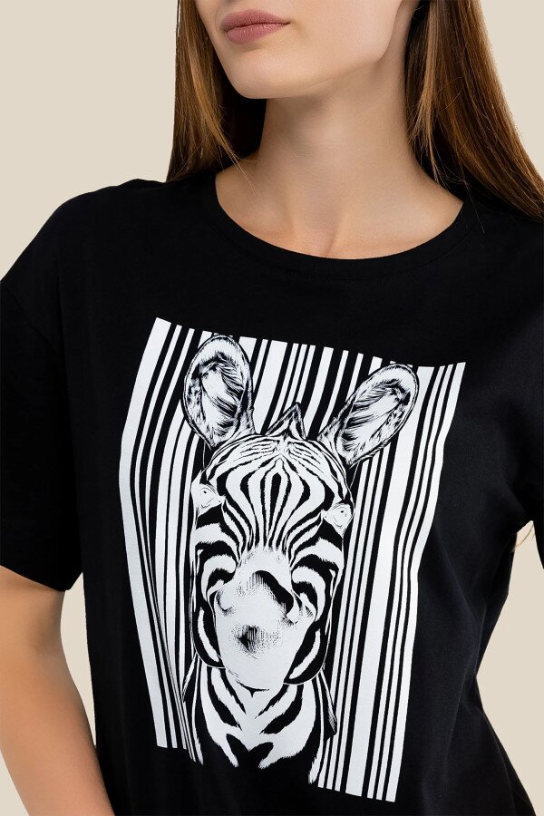 Футболка з принтом жіноча LAWA CTM P-WB02319 Black Zebra XS Чорний shop (2000989924845)  Фото №1