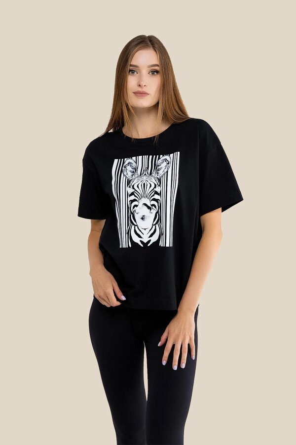 Футболка з принтом жіноча LAWA CTM P-WB02319 Black Zebra XS Чорний shop (2000989924845)  Фото №0