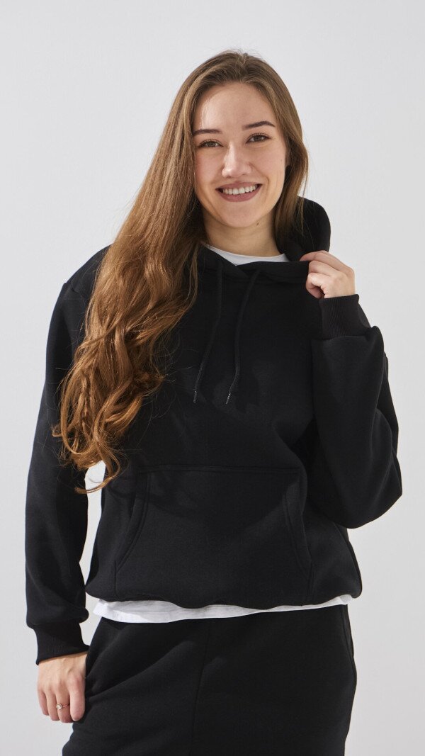 Худі однотонний жіночий LAWA WBC02435 4XL Чорний shop (2888000021489)  Фото №1