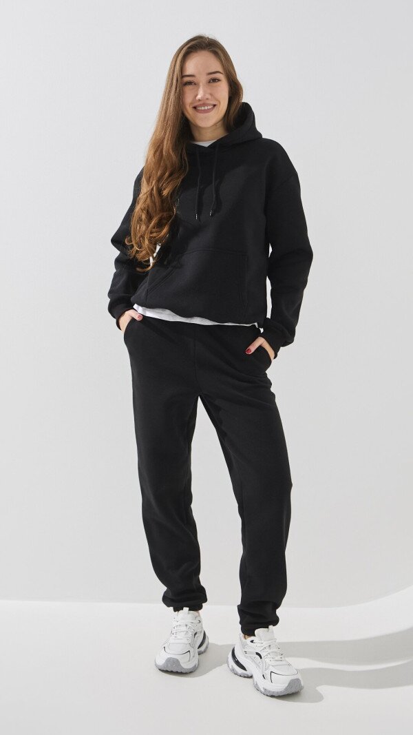Худі однотонний жіночий LAWA WBC02435 4XL Чорний shop (2888000021489)  Фото №2