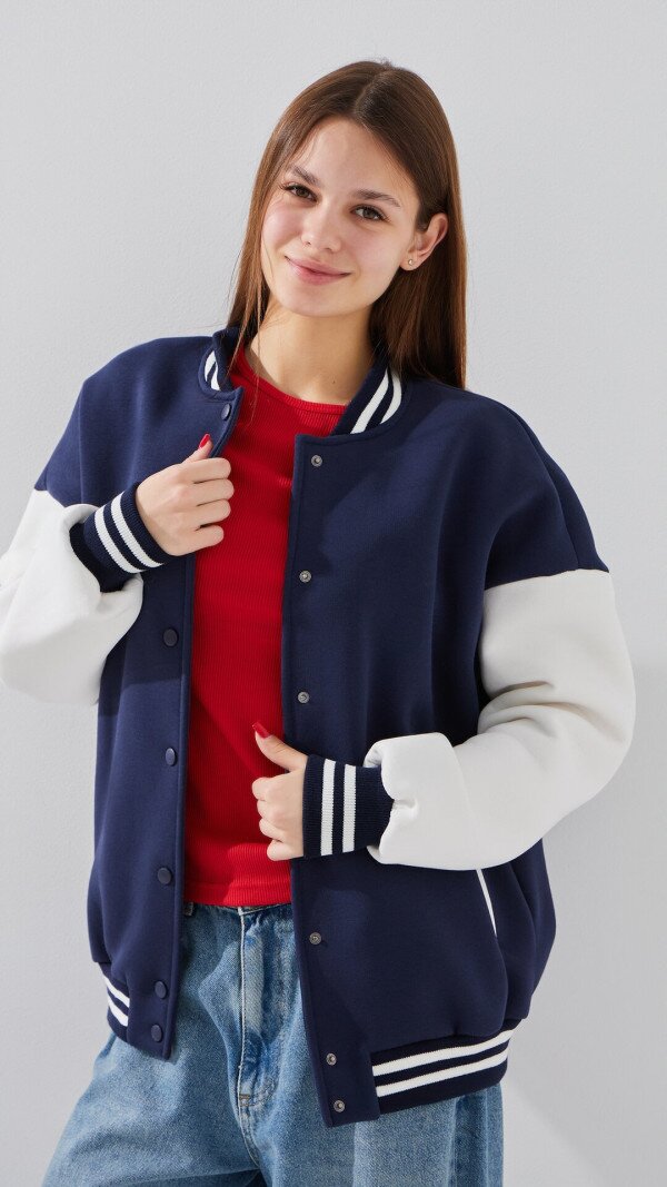 Кофта-бомбер однотонна жіноча LAWA P-WT02310 XL Темно-синій shop (2000999385353)  Фото №0