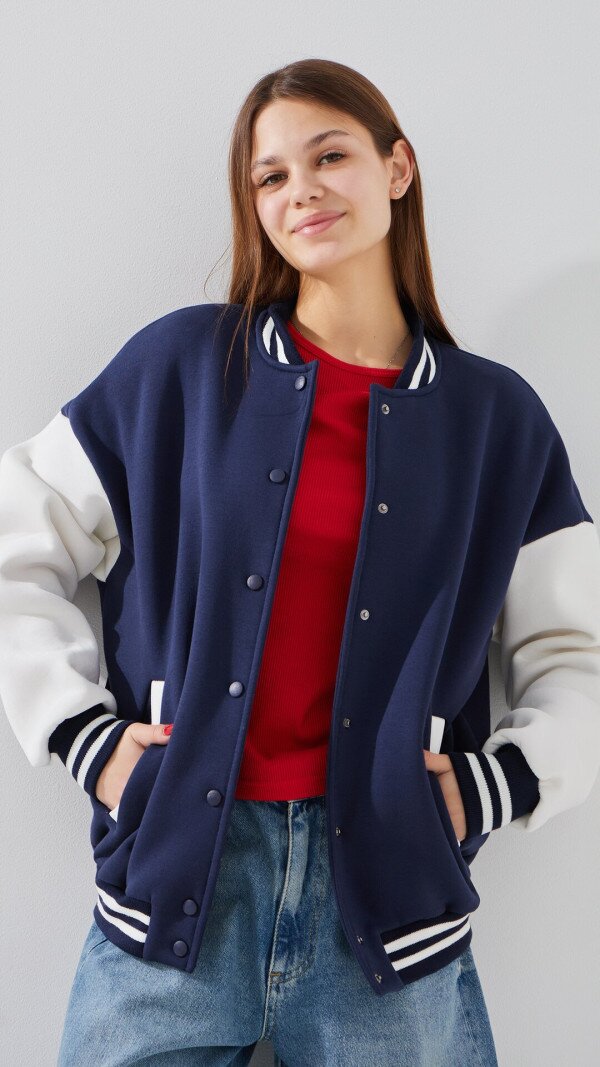 Кофта-бомбер однотонна жіноча LAWA P-WT02310 S Темно-синій shop (2000999385322)  Фото №3