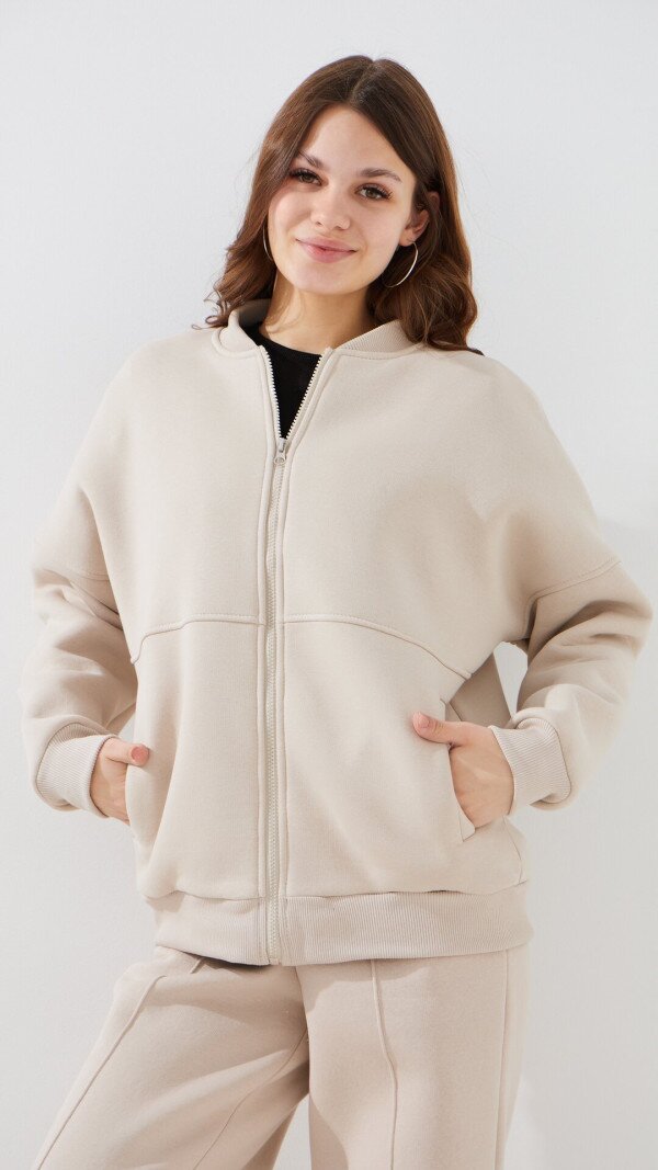 Кофта-бомбер однотонна жіноча LAWA WBC02425 XL Світло-бежевий shop (2000999424427)  Фото №0