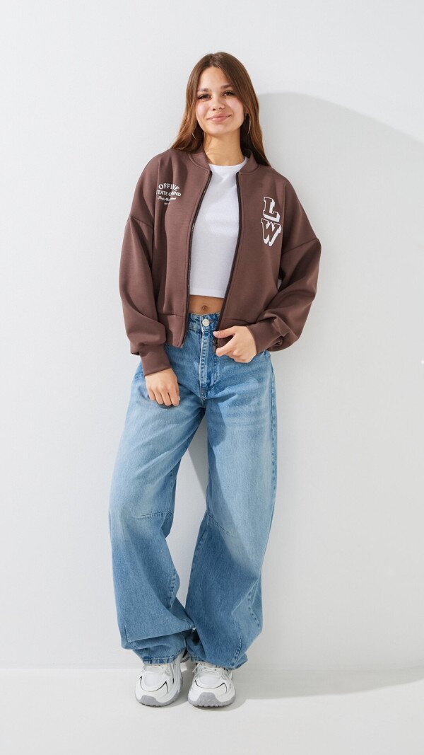 Кофта-бомбер з принтом жіноча LAWA P-WB02410 S Шоколадний shop (2000999540677)  Фото №2