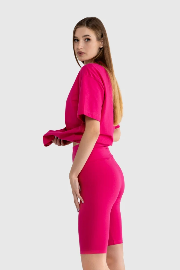 Костюм однотонний жіночий LAWA CTM WBC02312 футболка + шорти 2XS Малиновий shop (2000990628039)  Фото №1