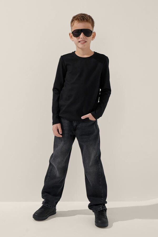 Лонгслів однотонний для хлопчика LAWA BBC02316 164 см Чорний shop (2888000018632)  Фото №1