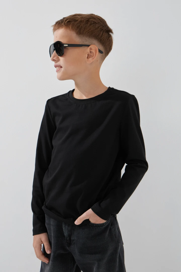 Лонгслів однотонний для хлопчика LAWA BBC02316 134 см Чорний shop (2000999157400)  Фото №2