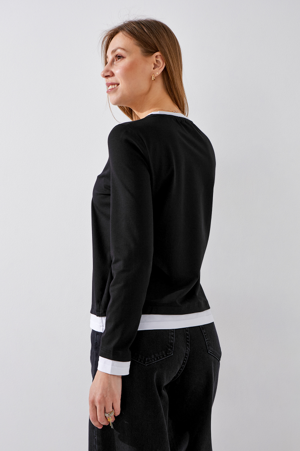 Лонгслів однотонний жіночий LAWA WBC02457 XS Чорно-білий shop (2000991032170)  Фото №7