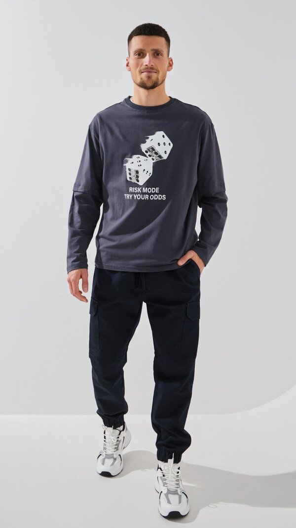 Лонгслів з принтом чоловічий LAWA P-MT02310 S Графітовий shop (2888000021519)  Фото №2