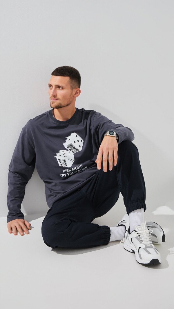 Лонгслів з принтом чоловічий LAWA P-MT02310 S Графітовий shop (2888000021519)  Фото №3