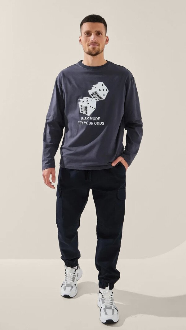 Лонгслів з принтом чоловічий LAWA P-MT02310 M Графітовий shop (2888000021526)  Фото №1