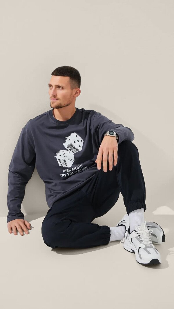 Лонгслів з принтом чоловічий LAWA P-MT02310 M Графітовий shop (2888000021526)  Фото №3