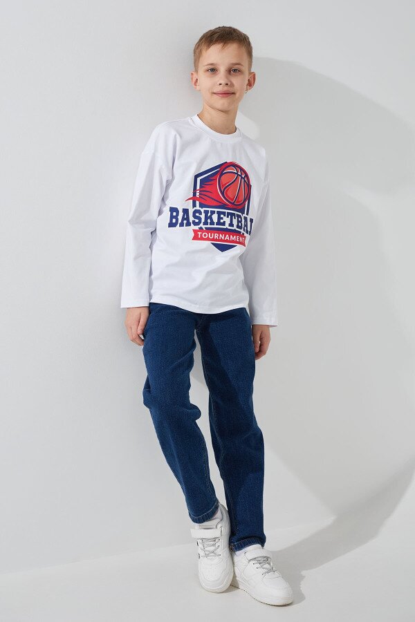 Лонгслів з принтом для хлопчика LAWA P-BB02308 122 см Білий shop (2000991042629)  Фото №1