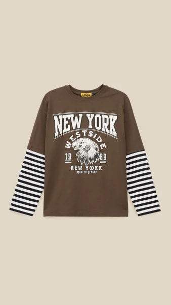 Лонгслів з принтом для хлопчика LAWA P-BB02326 134 см Коричневий shop (2000999307409)  Фото №5