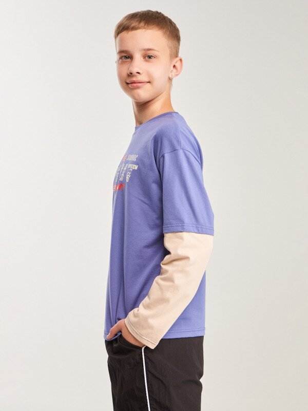 Лонгслів з принтом для хлопчика LAWA P-BB02343 134 см Індіго+таш shop (2000999614132)  Фото №3