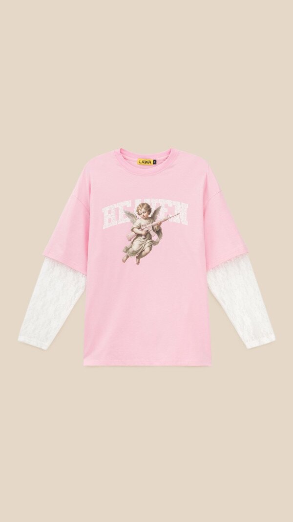 Лонгслів з принтом жіночий LAWA P-WT02312 S/M Рожевий shop (2000999529191)  Фото №0