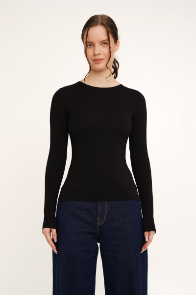 Лонгслів однотонний жіночий LAWA WBC02348 L Чорний shop (2000990202338)  Фото №0