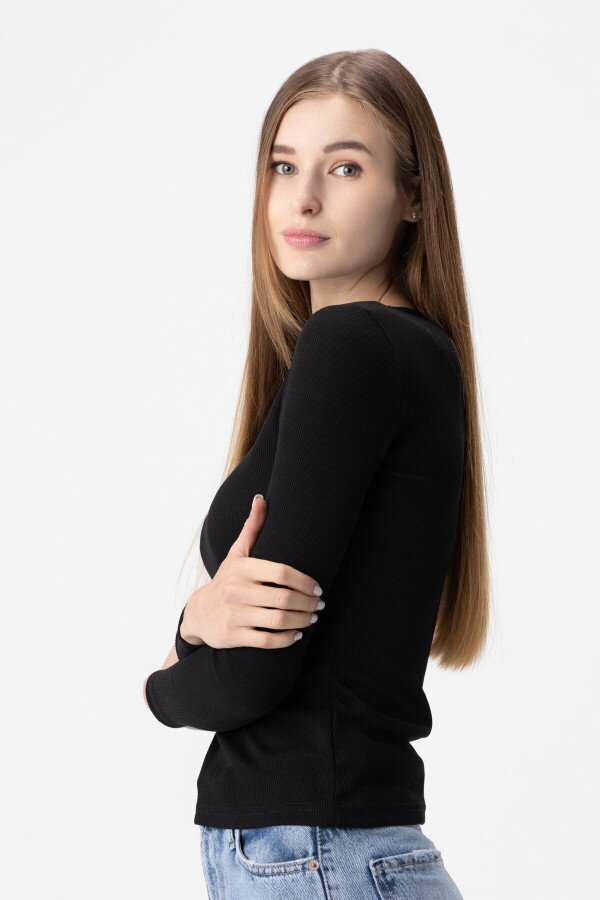 Лонгслів однотонний жіночий LAWA WBC02328 XS Чорний shop (2000990050601)  Фото №2