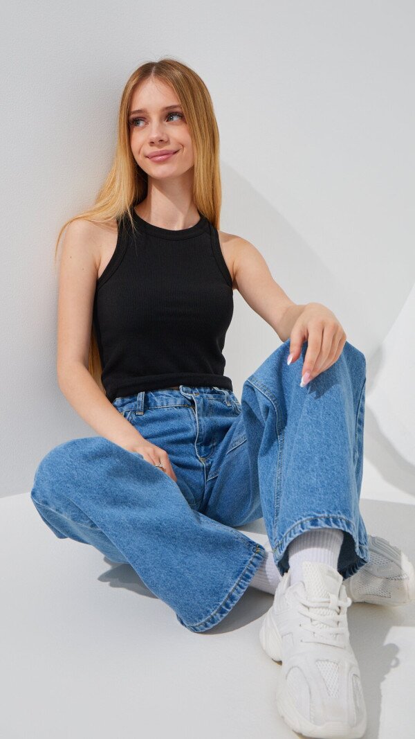 Майка однотонна для дівчинки LAWA GBC02347 140 см Чорний shop (2000999241437)  Фото №4