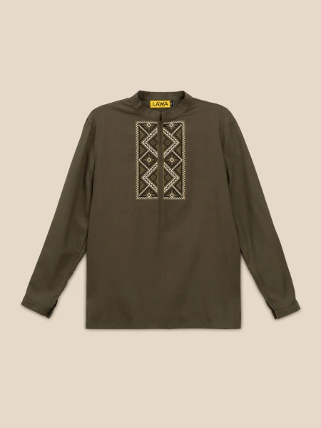 Сорочка вишиванка для хлопчика LAWA E-BB02302 134 см Хакі shop (2000999664564)  Фото №5