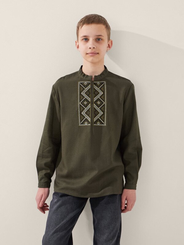 Сорочка вишиванка для хлопчика LAWA E-BB02302 152 см Хакі shop (2000999576133)  Фото №0