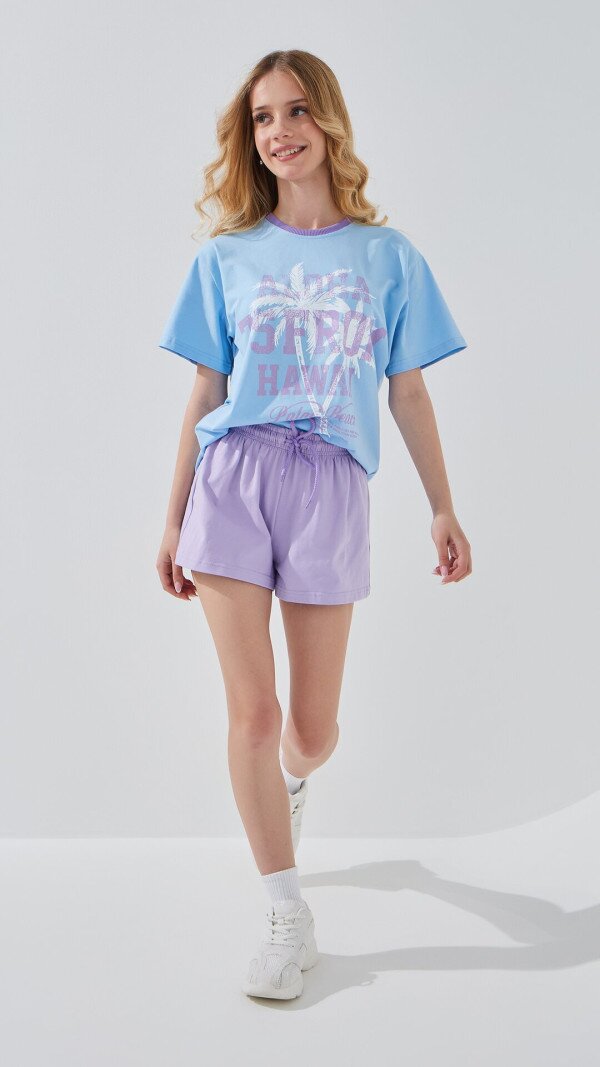 Шорти однотонні для дівчинки LAWA GBC02338 134 см Лавандовий shop (2000999217692)  Фото №1