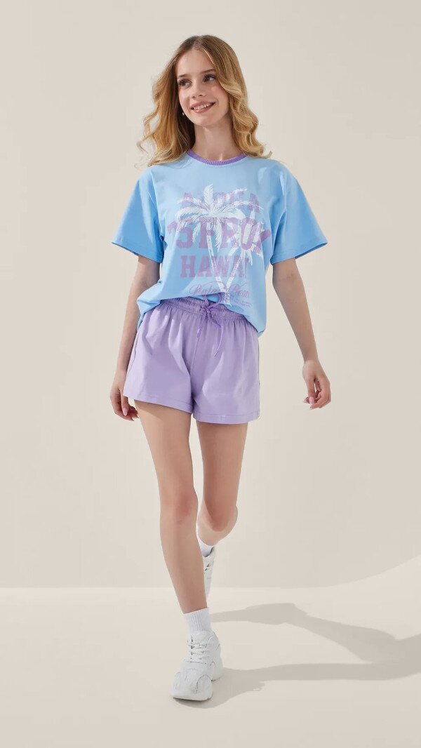 Шорти однотонні для дівчинки LAWA GBC02338 140 см Лавандовий shop (2000999217708)  Фото №1