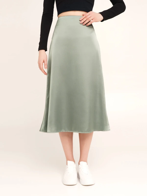 Спідниця однотонна жіноча LAWA WTC02359 L Оливковий shop (2000990485267)  Фото №3