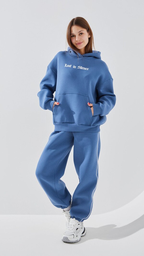 Спортивні штани джогери однотонні жіночі LAWA WTC02450 L Сіро-синій shop (2000999384578)  Фото №2
