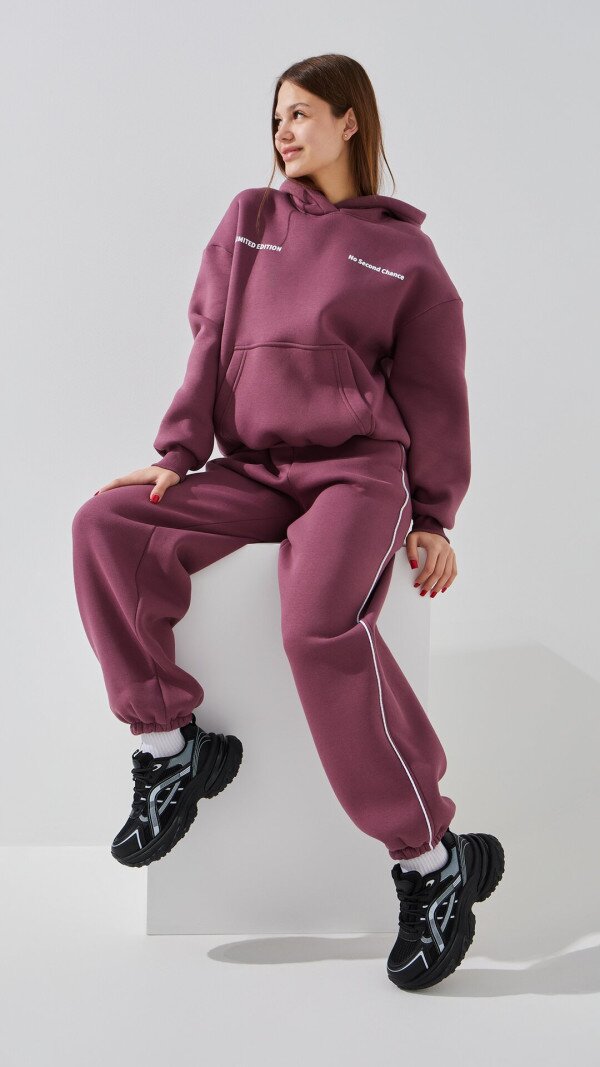Спортивні штани джогери однотонні жіночі LAWA WTC02450 S Сливовий shop (2000999381416)  Фото №3
