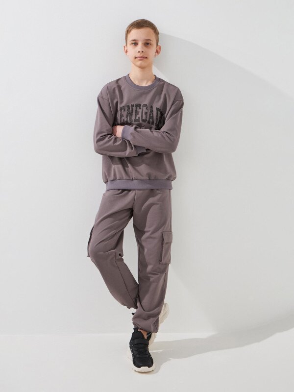 Спортивний костюм світшот+штани для хлопчика LAWA P-BB02338 146 см Коричневий-графітовий shop (2000999531286)  Фото №1