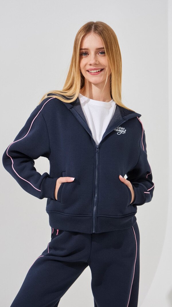 Спортивний костюм толстовка+штани з принтом для дівчинки LAWA P-GT02302 134 см Графітовий shop (2000999394195)  Фото №1