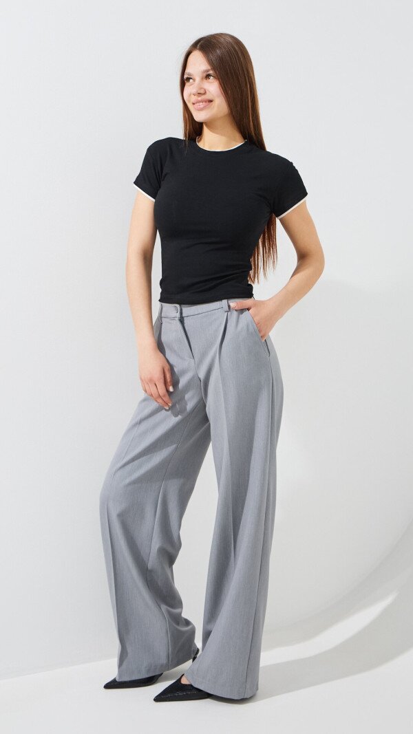 Штани палаццо однотонні жіночі LAWA WTC02466 XS Сірий shop (2000999513084)  Фото №3