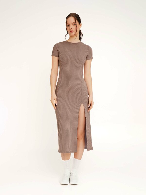 Сукня однотонна жіноча LAWA WBC02371 XS Мокко shop (2000990639103)  Фото №3