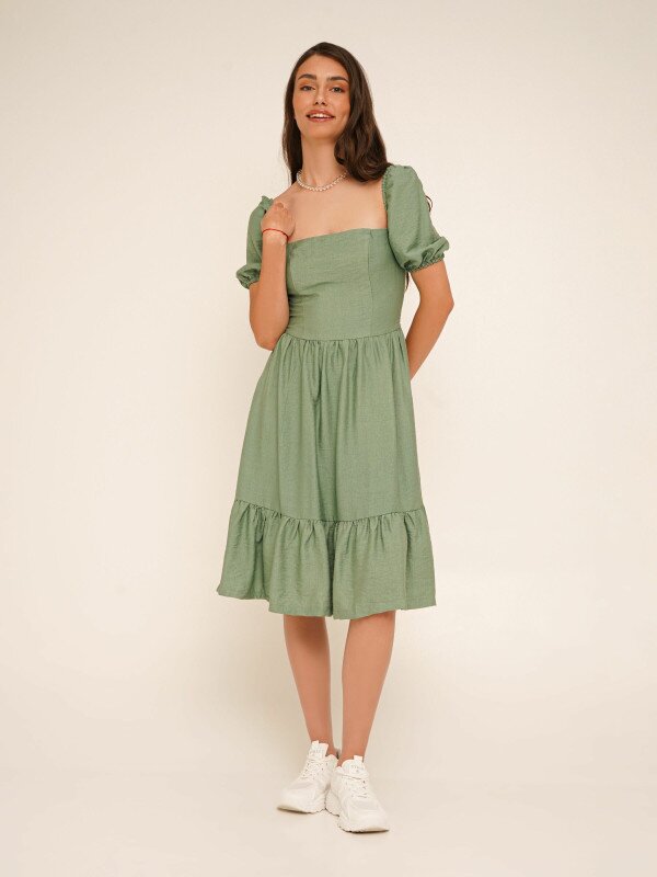 Сукня однотонна жіноча LAWA WTC02382 L Зелений shop (2000990656285)  Фото №3