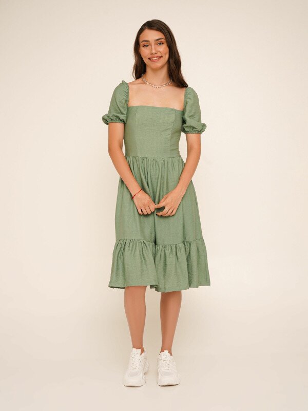 Сукня однотонна жіноча LAWA WTC02382 L Зелений shop (2000990656285)  Фото №2