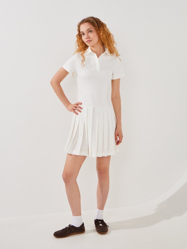 Сукня-поло однотонна жіноча LAWA WTC02496 XS Молочний shop (2000999610080)  Фото №1