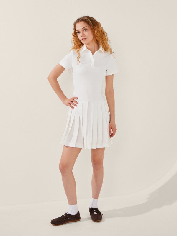 Сукня-поло однотонна жіноча LAWA WTC02496 S Молочний shop (2000999610097)  Фото №0