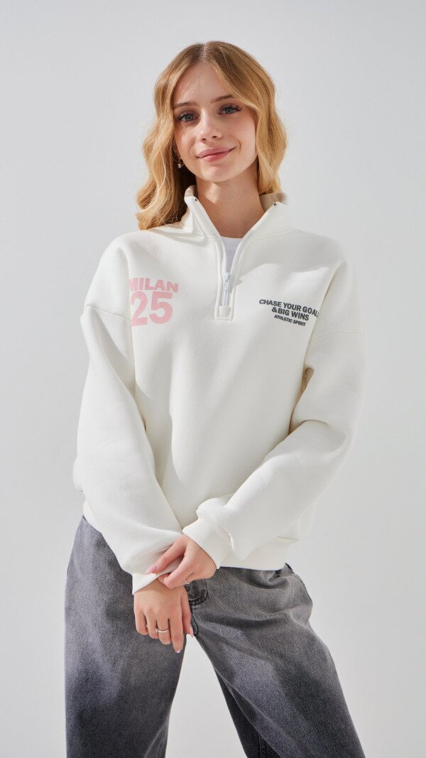 Світшот з принтом для дівчинки LAWA P-GB02341 140 см Молочний shop (2000999385520)  Фото №1