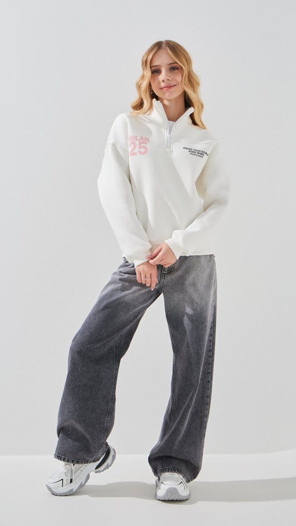 Світшот з принтом для дівчинки LAWA P-GB02341 140 см Молочний shop (2000999385520)  Фото №2