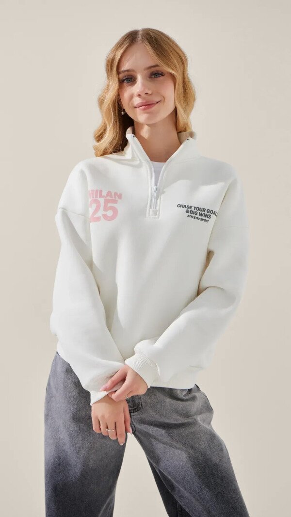 Світшот з принтом для дівчинки LAWA P-GB02341 158 см Молочний shop (2000999385568)  Фото №0