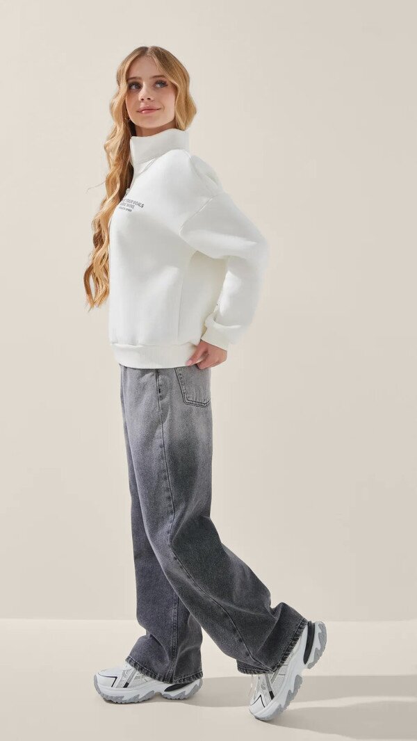 Світшот з принтом для дівчинки LAWA P-GB02341 158 см Молочний shop (2000999385568)  Фото №3
