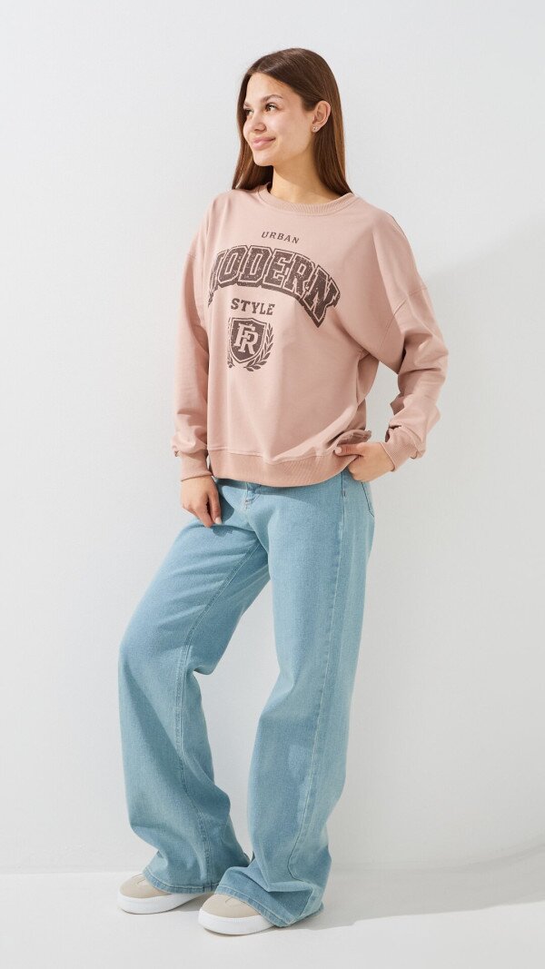 Світшот з принтом жіночий LAWA P-WB02406 S Сіро-бежевий shop (2000999564260)  Фото №4