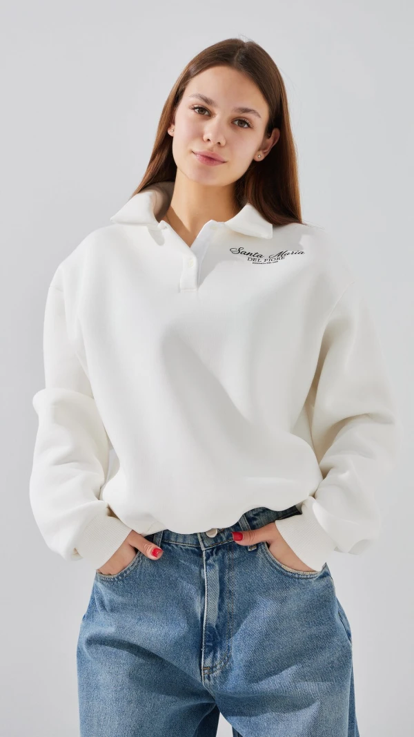 Світшот з принтом жіночий LAWA P-WT02309 2XL Молочний shop (2000999383045)  Фото №0