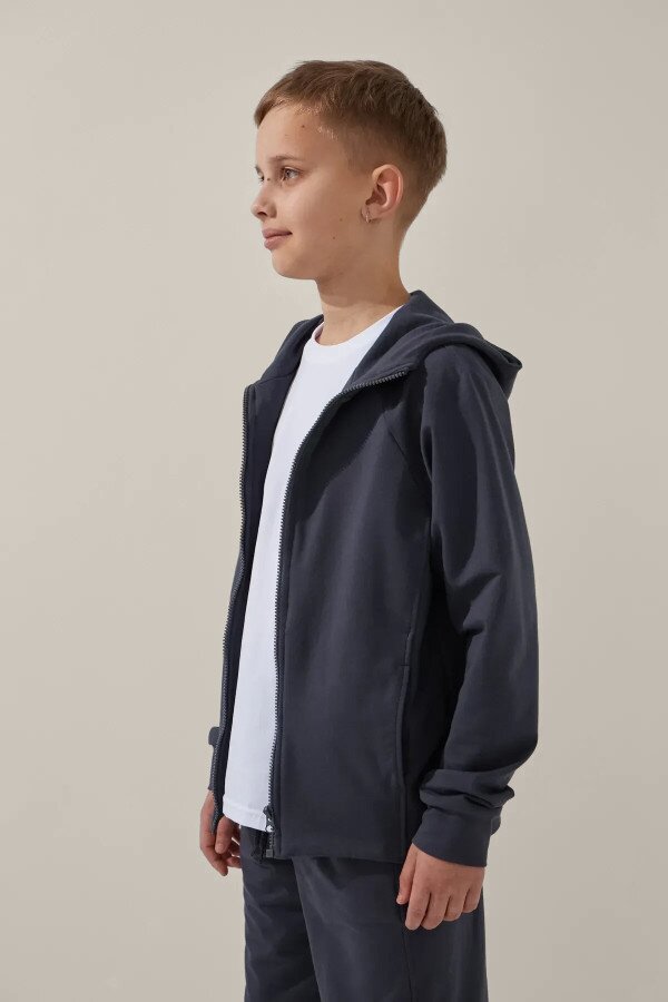 Толстовка однотонна для хлопчика LAWA BBC02321 140 см Графітовий shop (2000999147197)  Фото №3