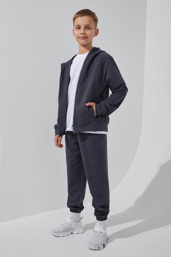 Толстовка однотонна для хлопчика LAWA BBC02321 122 см Графітовий shop (2000999147135)  Фото №3