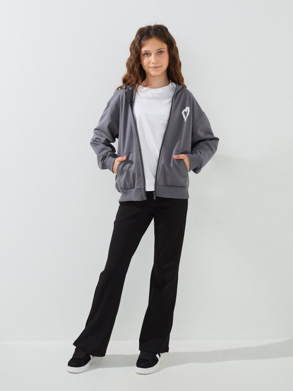 Толстовка з принтом для дівчинки LAWA P-GB02343 140 см Графітовий shop (2000999564109)  Фото №3