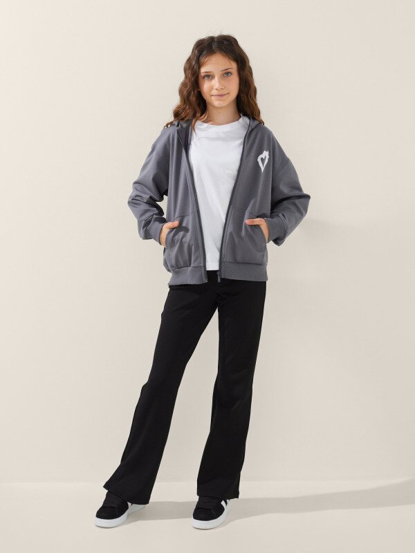Толстовка з принтом для дівчинки LAWA P-GB02343 152 см Графітовий shop (2000999564123)  Фото №2